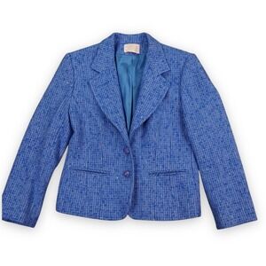 VTG Pendleton Blazer Womens 6‎ Blue Tweed Wool Jacket Made USA 70s 80s Lined
